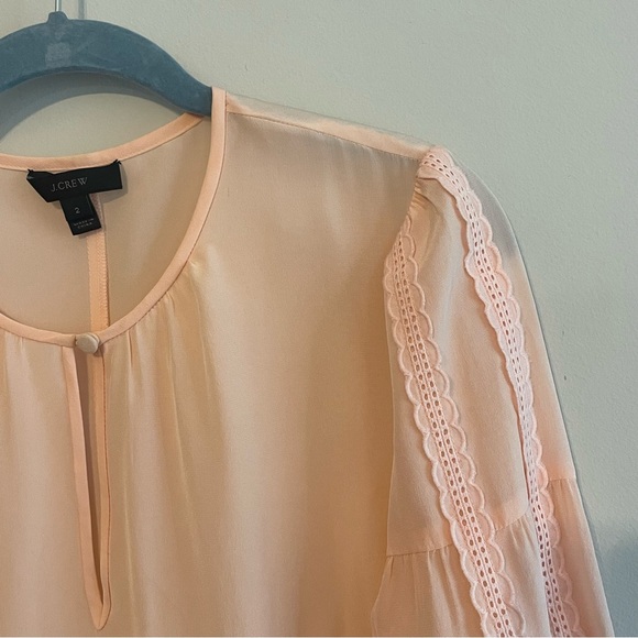 J. CREW 100% Silk Embroidered Bell Sleeve Blouse - Blush Pink Size 2 - Picture 6 of 12